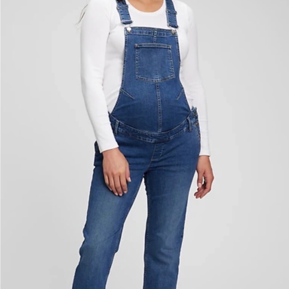 GAP Blue Denim Maternity Overalls - Size Medium